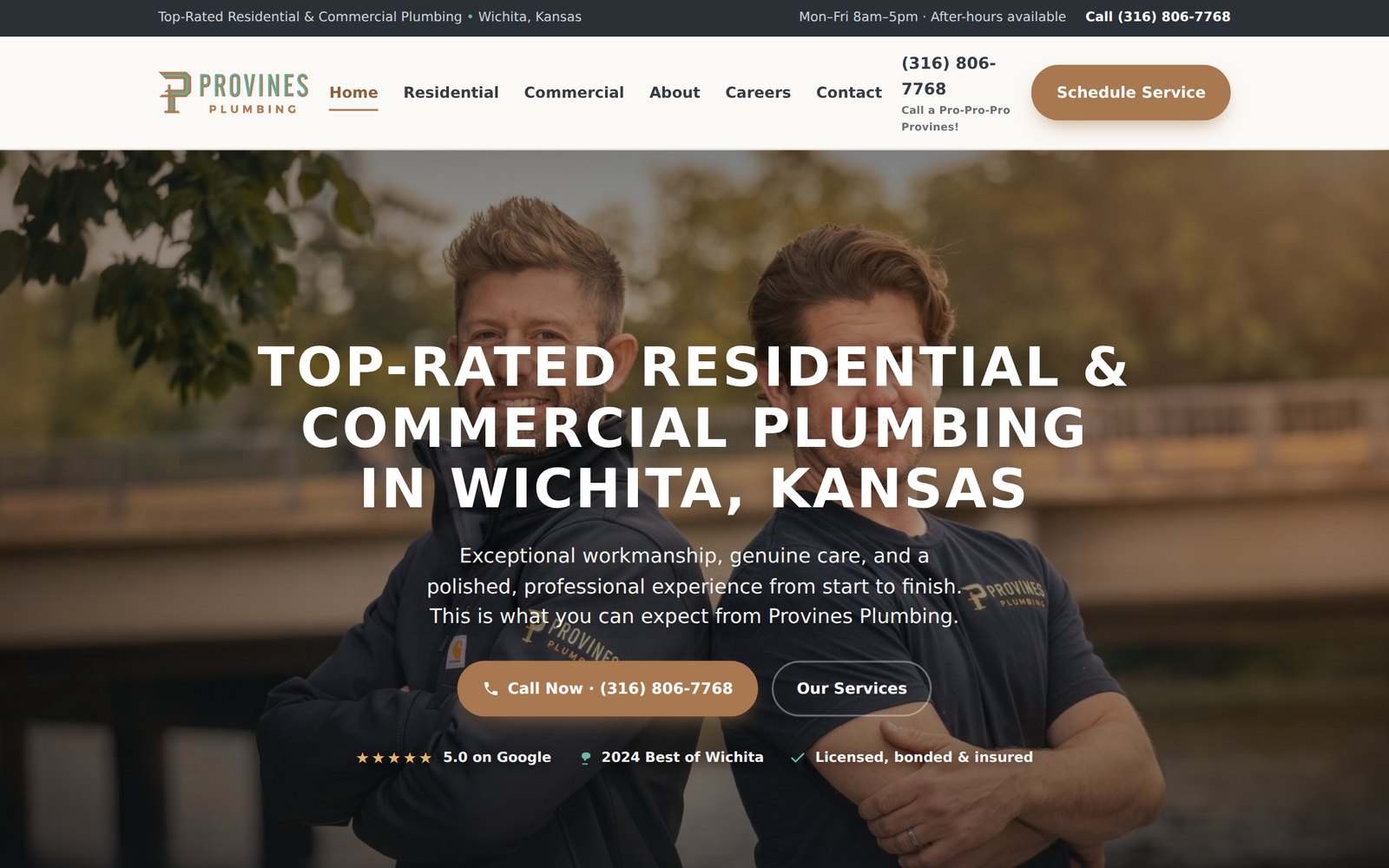 Provines Plumbing responsive website home page